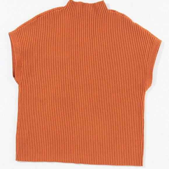 Orange Casual Women's Minimalist Short Sleeve Knit Top - Picture 6 of 9